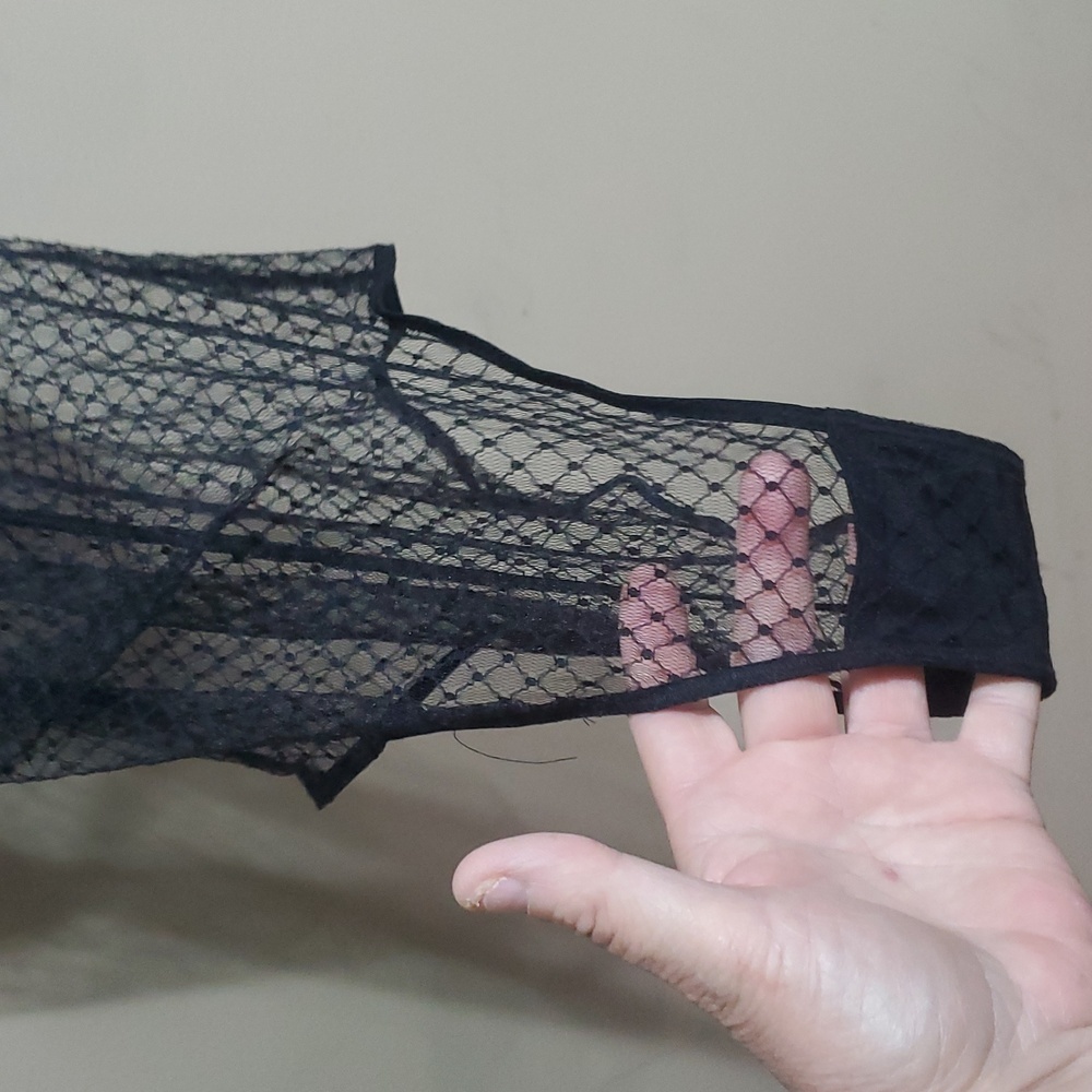 Zara Black Sheer Bodysuit with Sequin Detail Size Small - Picture 3 of 7